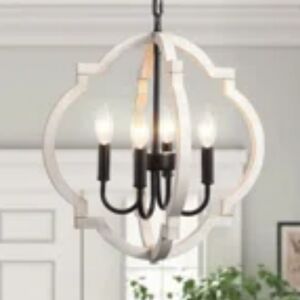 White Quatrefoil Orb Chandelier with Black Accents - Home Accents